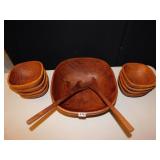 GOOD WOOD WOODEN SALAD BOWL SET WITH 8 BOWLS