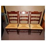 3 HIGH BACK KITCHEN CHAIR, WEAVED SEATED