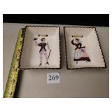 VINTAGE MAN & LADY WALL HANGING 4 3/4 X 3 3/4