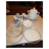 SOUP TUREEN, TEA CUPS, PLATES, ETC
