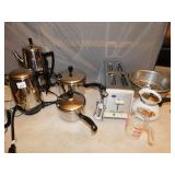TOASTER, WINE OPENER, COFFEE POTS FARBERWARE, ETC
