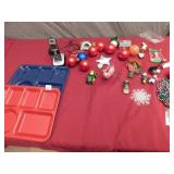 CHRISTMAS ORNAMENTS, FOOD TRAYS, RADIO SHACK