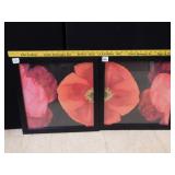 2 FLORA PRINT OF RED FLOWERS 18" W