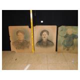 3 SCETCHES OF PEOPLE, MAN, LADY & CHILD IN