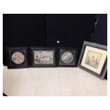 4 ASIAN PICTURES, BIRD SCENE, ABSTRACT OF A MAN,