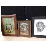 2 RELIGIOUS PICTURES, 1 PRINT OF JESUS SIGNED