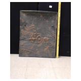 FIREPLACE COVER, METAL WAGON SCENE 25" H