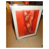 ABSTRACT PAINTING MAINLY RED COLOR99/130 SIGNED