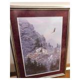 MOUNTAIN SCENE PRINT WITH 3 GOATS & EAGLE, KELLEY