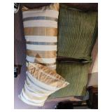 LARGE DECORATIVE PILLOWS, STRIPED & GREEN 25" X