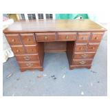 WOODEN TABLE WITH 9 DRAWERS, SOME MARKS AND