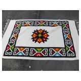 BEAUTIFUL RUG WITH CREAM, BLACK, RED, GREEN,
