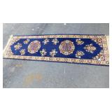 SUPER KASHAN 100% WOOL RUG RUNNER, NAVY BLUE,