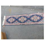 RUG RUNNER, NAVY BLUE WITH CREAM, RED, LIGHT