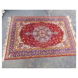 COLORFUL RUG, WITH REDS, BLUES, GOLDS, CREAM,