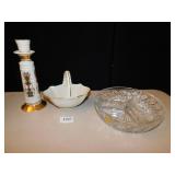 LENOX CANDLE STICK, BASKET, CONDIMENT DISH LEAD