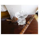 GLASS VASE, CANDLE HOLDER, AND WOODEN CARVED