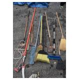 TREE SAW, BROOMS, RAKE
