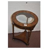 ROUND LAMP TABLE WITH GLASS CENTER