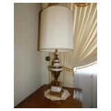 PAIR OF LAMPS WHITE AND GOLD 37"H WITH SHADE