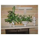 2 URNS WITH CENTER PIECE BOWL MARKED 7960 URN