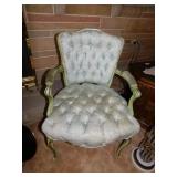 VINTAGE GREEN CHAIR TUFTED SEAT AND BACK GREAT