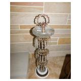VINTAGE ASH TRAY STAND WITH CRYSTAL PRISMS MARBLE