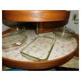 2 FIRE KING AND 2 GLASS BAKE (ROUND CASSEROLE