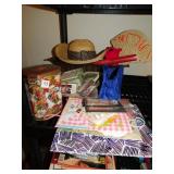 STRAW HAT, TIN BOX, ETC.