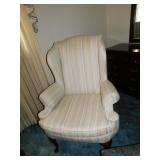 HIGH BACK WING CHAIR STRIPED WITH OTTOMAN NOT