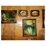 GROUP OF PAINTINGS/ PHOTOS INCLUDING CARRIAGE,