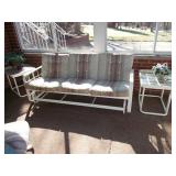 WHITE PATIO ROCKING COUCH WITH MATCHING PAIR OF