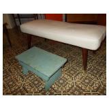 SMALL LEATHER BENCH 15H HAND PAINTED WOODEN STEP
