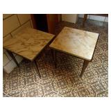 TWO SMALL MARBLE DESIGNED TABLES 15H