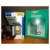 SONY WALKMAN IN BOX AND MECHANICAL TIME SWITCH.