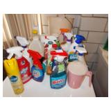 IRONING BOARD, SHOWER CURTAIN ON NEW TENSION ROD,