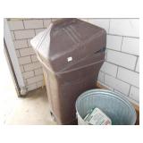 METAL GARBAGE CAN, PLASTIC GARBAGE CAN ON WHEELS,