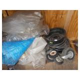 TARPS AND ASSORTED TRACTOR WHEELS AND RIMS