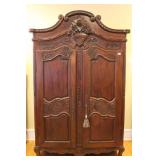 FRENCH STYLE CARVED ARMOIRE - DOUBLE DOOR WITH