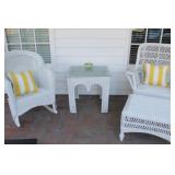 WICKER PATIO/PORCH SET: 2 CHAIRS, TABLE AND