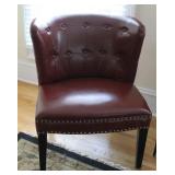 LEATHER BARREL BACK STYLE CHAIR - 2 TIMES BID