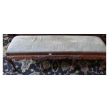 CHIPPENDALE STYLE UPHOLSTERED DRESSING BENCH -