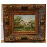 "ZEBRA" - OIL ON CANVASE - MUSEUM FRAME - 16" X