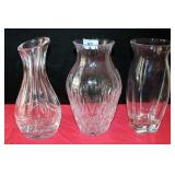 3 LEAD CRYSTAL VASES