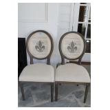 2 SIDE CHAIRS WITH FLEUR-DE-LIS UPHOLSTERD BACKS