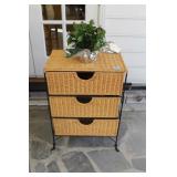 3 DRAWER WROUGHT IRON CHEST AND 4 CURTAIN RODS
