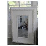 WHITE BEVELED GLASS DECORATIVE MIRROR - 27" X 39"