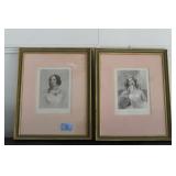 PAIR PRINTS OF LADIES - ARTISTS SIGNATURES -