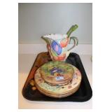GROUPING: TRAY, FRUIT PLATES, WROUGHT IRON PLATE
