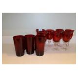 GROUPING: RUBY RED GLASSWARE - 16 PCS.